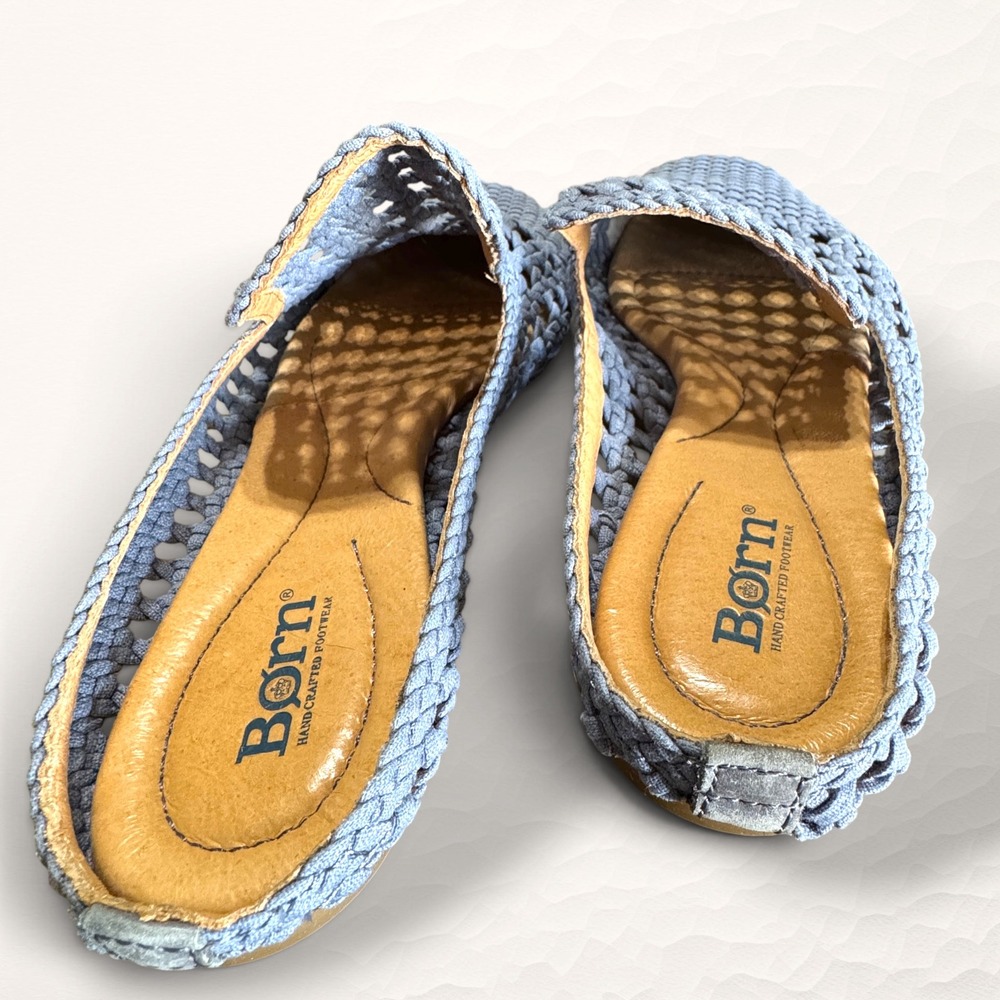 Born Woven Mules Women Blue Boho Casual Breathable Slip On Loafers *no size tag* - Picture 2 of 10